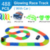 488Pcs Glowing Race Track Railway Magic Luminous Flexible Track Car Game Set Glow in Dark Electronic Light Car Racing DIY Toy