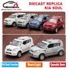 Diecast Kia Soul Scale Model Car, Kids Metal Brand Toys Collection Gift With Openable Door/Pull Back Function/Music/Light