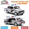 Scale LADA Russian Police Car, Diecast Models, Boy Toys With Gift Box/Openable Doors/Pull Back Function/Music/Light