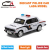 Scale LADA Russian Police Car, Diecast Models, Boy Toys With Gift Box/Openable Doors/Pull Back Function/Music/Light