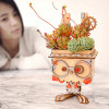 Robud 5 Types Cute Animal Robot Flower Pot Children Adult Creative 3D Wooden Puzzle Game Models &amp; Building Kits Toy FT