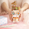 Robud 5 Types Cute Animal Robot Flower Pot Children Adult Creative 3D Wooden Puzzle Game Models &amp; Building Kits Toy FT