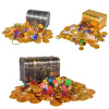 Treasure Hunting Box Children Treasure Box Retro Plastic Large Box Toy Gold Coins and Pirate Gems Jewelry Playset Pack