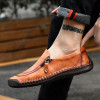 2018 New Sping Autumn Mocassin Fashion Casual Flats Cowhide Genuine Leather Men Loafers Outdoor Driving Shoes With Zipper