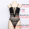 Cryptographic transparent lace up bodysuit women Deep V sleeveless sexy jumpsuit romper 2022 summer strap catsuit body