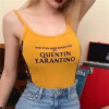 Body Tarantino Sexy Bodysuits 2018 Summer Women O-Neck Bodycon Skinny Jumpsuits Romper Button Yellow Letter Print Bodysuit S-XL