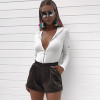 2018 Side Hole Sleeve Solid Romper Zip Up Slim Hoodies Casual Sexy Bodysuit Women Spring Summer New Fashion Basic Body femme