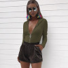 2018 Side Hole Sleeve Solid Romper Zip Up Slim Hoodies Casual Sexy Bodysuit Women Spring Summer New Fashion Basic Body femme