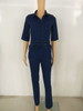 Casual Denim Romper Jumpsuits for Women Solid One Piece Body Mujer Jean Jumpsuits with Sashes Summer Blue Overalls Plus Size