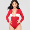 Zipper cotton long sleeve O-neck skinny body suit 2018 new autumn winter lady Red solid sexy bodysuit beachwear women jumpsuit
