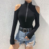 HEYounGIRL Black Long Sleeve Bodysuit Women 2018 Autumn Turtleneck Body Femme Woman Bodycon Black Bodysuit Hollow Out Jumpsuits 