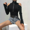 HEYounGIRL Black Long Sleeve Bodysuit Women 2018 Autumn Turtleneck Body Femme Woman Bodycon Black Bodysuit Hollow Out Jumpsuits 