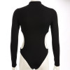 Simenual Cut out bodysuits streetwear fashion 2018 autumn black long sleeve sexy bodysuit women jumpsuits letter turtleneck body