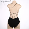 MisDream Sexy Lace Up Black Bodysuit 2018 New Sleeveless Bandage Jumpsuits Bodycon Backless Summer Romper Body Suit Overalls