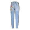 New Fashion Jeans Women's Clothing 3D Floral Embroidery Denim Pants High Waist Straight Vintage Ripped Ladies Slim Jean Trousers