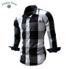 JUNGLE ZONE European size big plaid shirt design men's long-sleeved 100% cotton Shirt casual men's shirts FM099