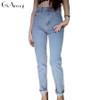 2018 New Vintage Boyfriend Fit High Waist Jeans Elastic Femme Women Dark Wash Basic Mom Skinny Jeans Loose Trouses