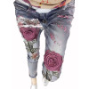 3D Flower Sequin Embroidered Rose Jean Fashion Beading Stretch 2017 Fashion Female Jeans Long Trousers Vintage Pencil  Jeans