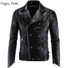 Vogue Anmi.Leather Jacket Men Turn-down Collar Jaqueta De Couro Masculina PU Mens Leather Jackets Skull Punk Veste Cuir Homme