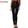  BerylBella Skinny Jeans For Women 2018 Autumn High Waist Denim Jeans Lace Up Slim Casual Pants Women Jeans Mujer Plus Size 6xl