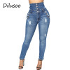 Dilusoo High Waist Women Jeans Pants Skinny Elastic Button Pencil Pants Europe Ripped Woman Casual Spring Jeans Female Trousers