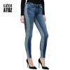 catonATOZ 2176 Ladies Mid High Waist Patchwork Panelled Jeans Womens Stretchy Side Stripe Denim Pants Skinny Trousers For Women