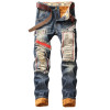 Men's Winter Warm Ripped Jeans Pants Fleece Lined Destroyed Denim Trousers Thick Thermal Distressed Jeans Patchwork Dorpshipping