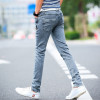 New Korean Style Men Jeans Grey Slim Skinny Man Biker Jeans with Zippers Designer Stretch Fashion Casual Pants Pencils Trousers