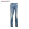 JACK&amp;JONES Brand 2018 NEW younger  mid-waist straight casual full length zipper fly fashion distressed hole men jeans|215132012