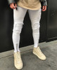 2018 New Mens Ripped Pleated white Skinny Jeans Ankle Zipper Denim Destoryed Pencil pants hip hop Holes for men  biker Jeans