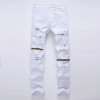 White Ripped Jeans Men With Holes Super Skinny Famous Designer Brand Slim Fit Destroyed Jeans Pencil pants Slim zipper Jeans