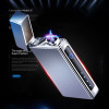 Metal Electronic Smart Display Power Lighters Gifts Fingerprint Double Arc Plasma Lighter USB Pulse Windproof Lighter 