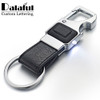 Dalaful Custom Lettering Keychain LED Lights Lamp Beer Opener Bottle Multifunctional Leather Men Car Key Chain Ring Holder K355