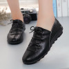 Women shoes 2024 new arrival spring lace-up pleated genuine leather flats shoes woman rubber party female shoes tenis feminino