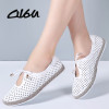 O16U Women Flats Shoes Ballet Flat Sneakers Genuine Leather slip on Moccasins ladies Boat White Ballerina Espadrilles Creepers