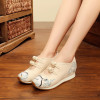 Veowalk New Crane Embroidered Women Casual Canvas Flat Platforms Retro Ladies Comfort Denim Cotton Embroidery Sneakers Shoes