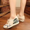 Veowalk New Crane Embroidered Women Casual Canvas Flat Platforms Retro Ladies Comfort Denim Cotton Embroidery Sneakers Shoes