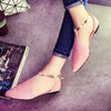 Spring Summer Women Shoes Ballerina Flats Single Shoes T Strap Metal Buckle Strap Pointed Toe Female Shoes Fashion Suede Sandals