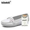 kilobili 2018 Spring Women Genuine Leather Ballet Flats Casual Shoes Round Toe Flats Slip On Loafers Casual Flats Boat Shoes