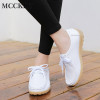 MCCKLE Women Casual Flat Platform Shoes Vintage Female Moccasins Winter Warm Lace Up Sewing Ladies Footwear British Style