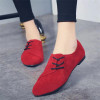 Women Lace Up Flat Shoes Head Shoes Low To Help Flat Bottom Casual Shoes Woman zapatos mujer 2018 New Black Red Begie Bowrn