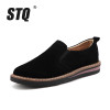 STQ 2019 Spring women flats sneakers shoes women slip on flat loafers suede leather shoes handmade boat shoes black oxfords 978