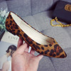 Women Flats Single Shoes  Soft Leather shoe Non-Slip Leopard Pointed Toe Shoes woman 33-43 