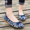 Veowalk Chinese Knot Women Floral Fabric Ballet Flats Spring Summer Vintage Ladies Comfort Slip on Canvas ballerinas Shoes