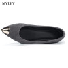 MYLEY Fashion Ladies Casual Shoes Woman Comfortable Sole Footwear Gold Pointed Toe Decoration Flats Boat Shoe For Dress Patry