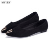 MYLEY Fashion Ladies Casual Shoes Woman Comfortable Sole Footwear Gold Pointed Toe Decoration Flats Boat Shoe For Dress Patry