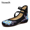 Veowalk Handmade Chinese Style Women Casual Flat Shoes Cotton Floral Embroidered Vintage Ballets Fats For Woman Zapatos Mujer