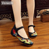 Weowalk Handmade Cotton Ballet Flats Chinese Dragon Embroidery Women's Old Beijing Shoes Casual Breathable Driving Shoes