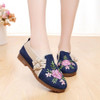 Vintage Embroidery Women Flats Chinese Old Peking Shoes Soft Sole Breathable Non Slip Hemp Line Shoes For Adult Plus Size 40 