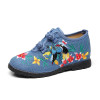 Veowalk Retro Embroidered Women Handmade Canvas Flat Platforms Double Hooks Casual Denim Cotton Embroidery Shoes for Ladies